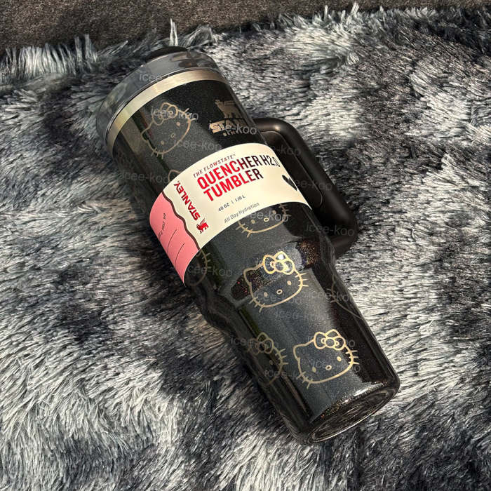 Laser Printed Black Kitty Tumbler