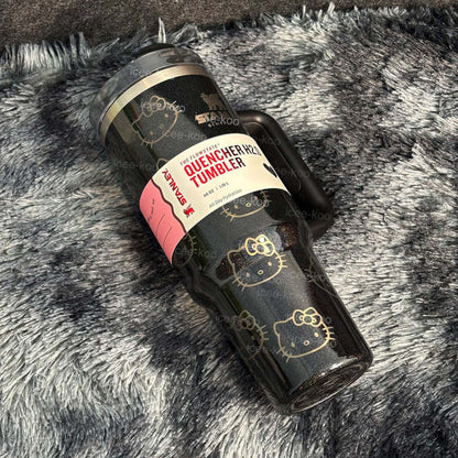 Laser Printed Black Kitty Tumbler