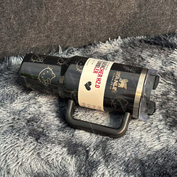 Laser Printed Black Kitty Tumbler