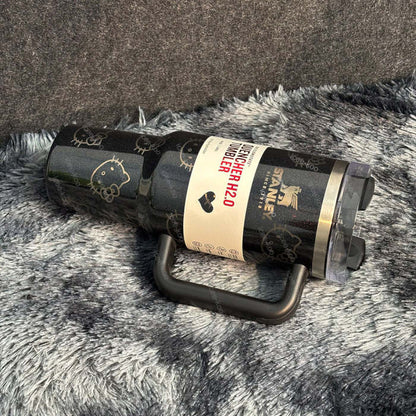 Laser Printed Black Kitty Tumbler