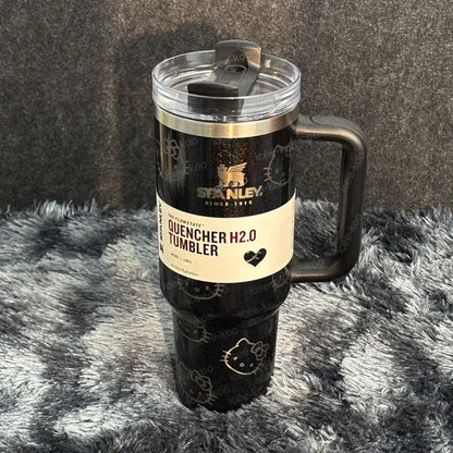 Laser Printed Black Kitty Tumbler