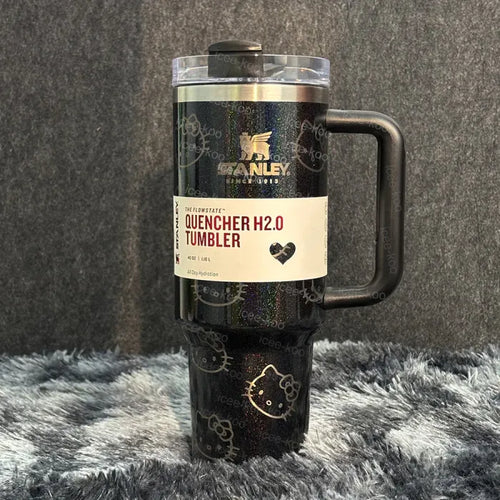 Laser Printed Black Kitty Tumbler