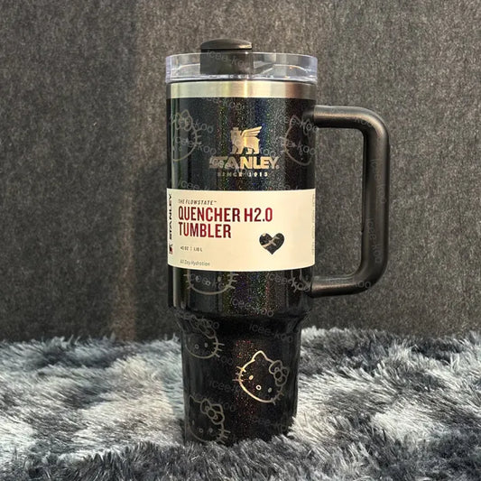 Laser Printed Black Kitty Tumbler